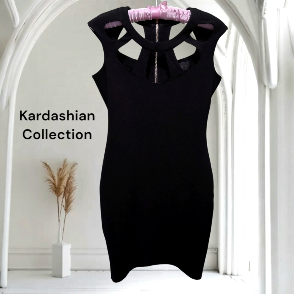 Kardashian Kollection Black Cutout Bodycon Mini Dress Size Small -Cocktail Party